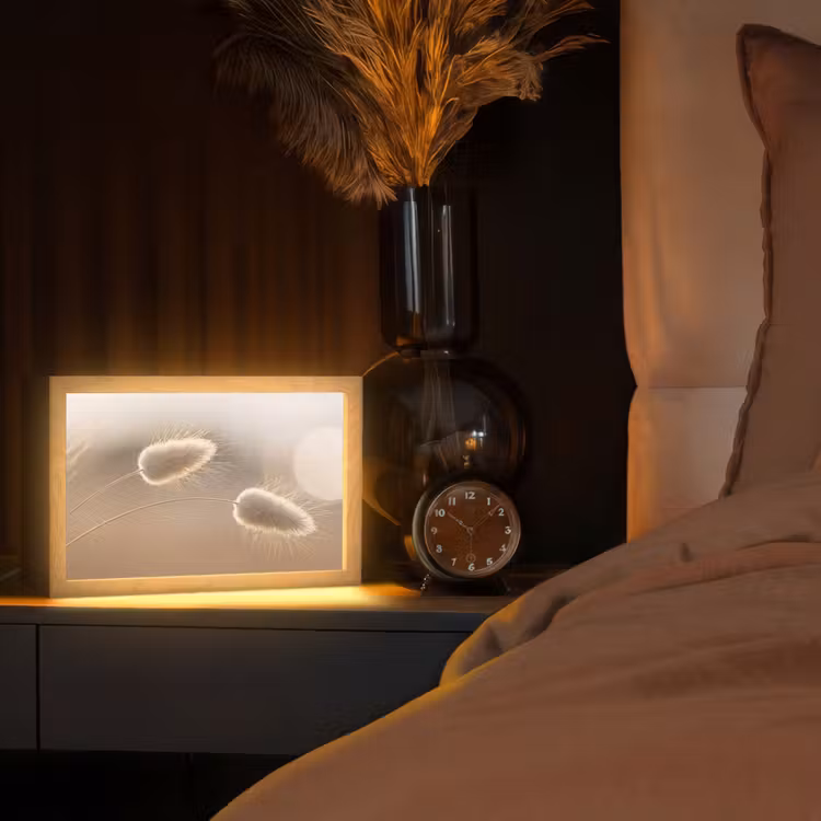 Hazestaartgras - Graanharen - Zonlicht Light Box met kabel (Tafellamp) klein -sfeer1