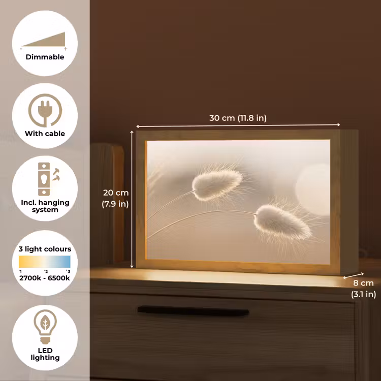 Hazestaartgras - Graanharen - Zonlicht Light Box met kabel (Tafellamp) klein -USP_EN