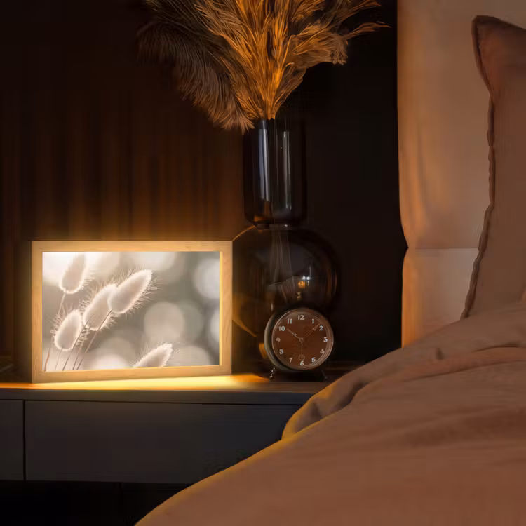 Hazestaartgras - Wit - Zonlicht Light Box met kabel (Tafellamp) klein -sfeer1