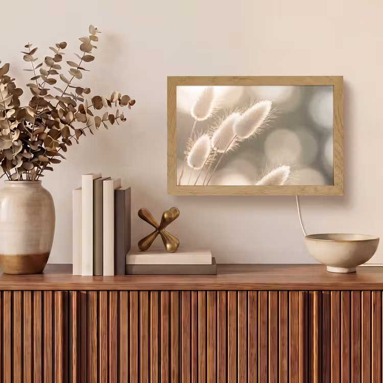 Hazestaartgras - Wit - Zonlicht Light Box met kabel (Tafellamp) klein -sfeer2