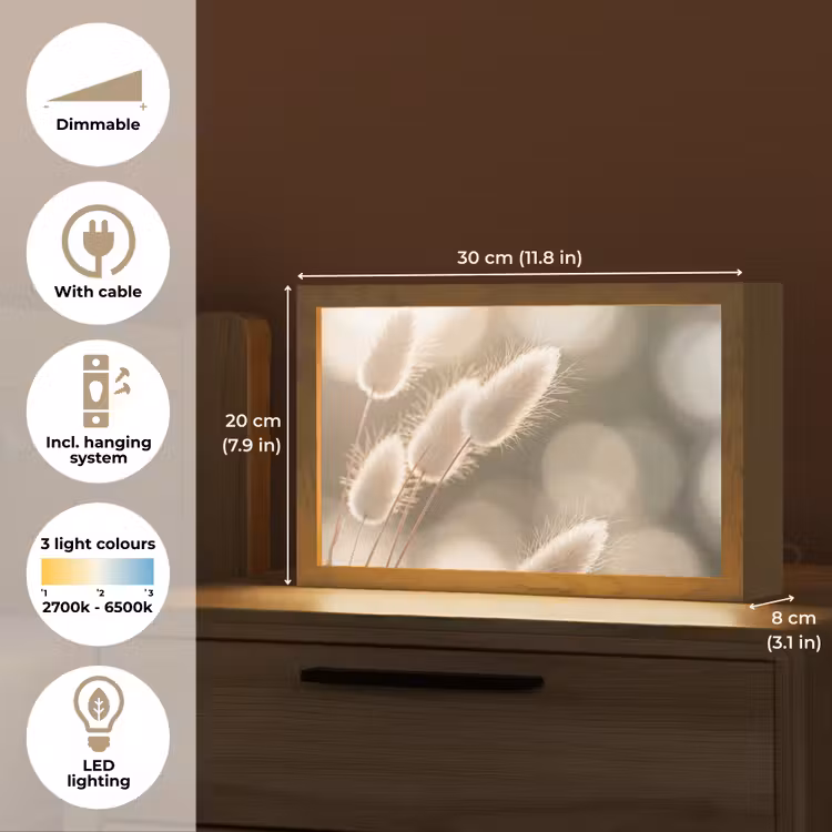 Hazestaartgras - Wit - Zonlicht Light Box met kabel (Tafellamp) klein -USP_EN
