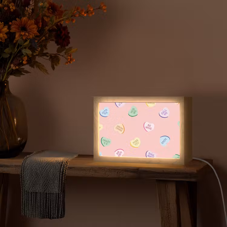 Hart - Snoep - Pastel - Tekst Light Box met kabel (Tafellamp) klein -sfeer4