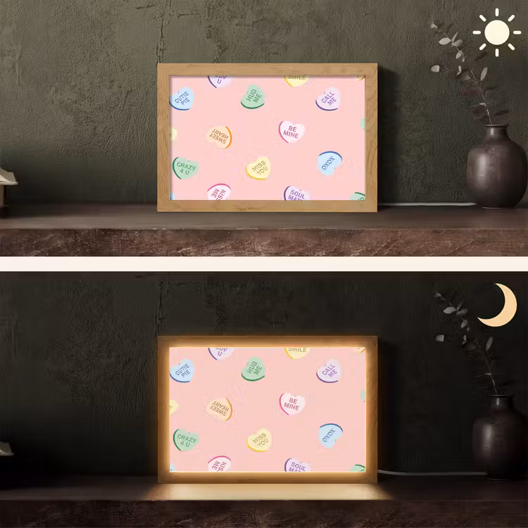 Hart - Snoep - Pastel - Tekst Light Box met kabel (Tafellamp) klein -sfeer3