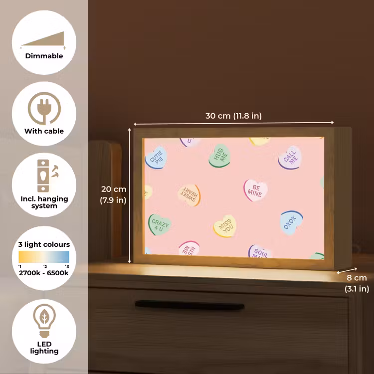 Hart - Snoep - Pastel - Tekst Light Box met kabel (Tafellamp) klein -USP_EN