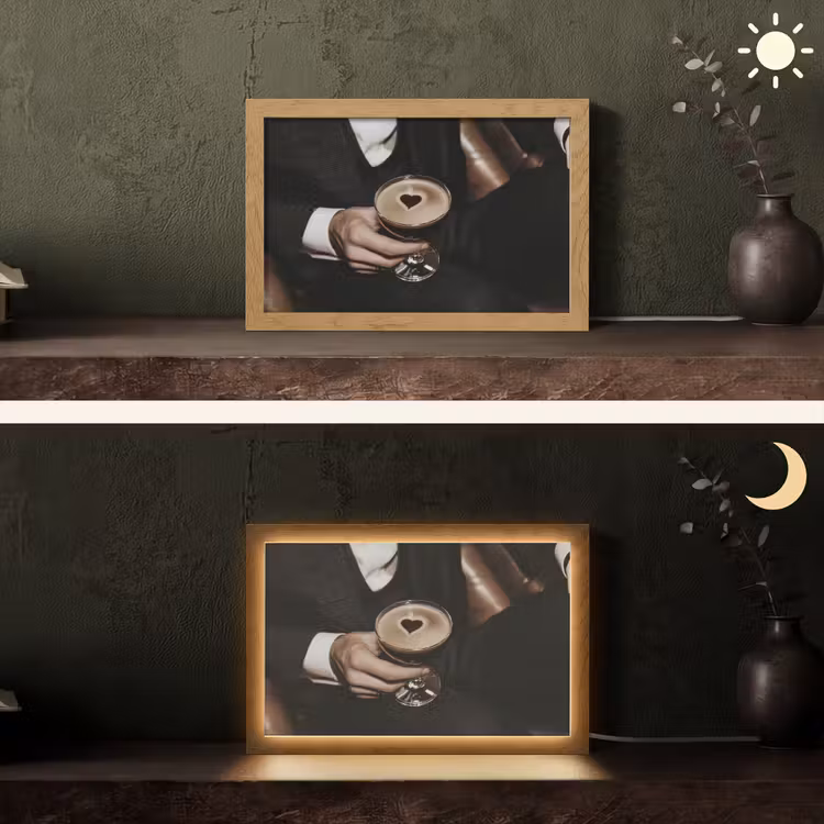 Hartje - Cocktail - Espresso Martini - Hand Light Box met kabel (Tafellamp) klein -sfeer3