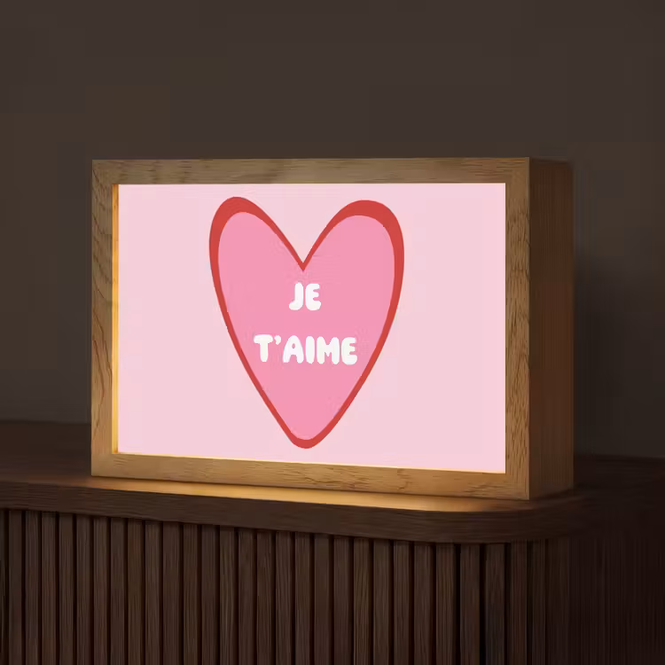 Hart - Frans - Valentijn - Roze Light Box met kabel (Tafellamp) klein -z3d_website