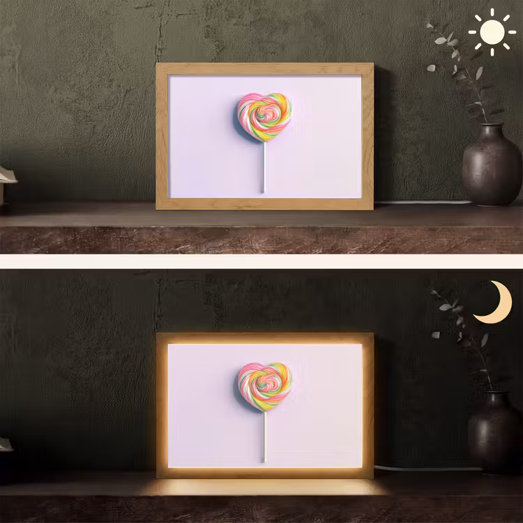 Hart - Lolly - Snoep Light Box met kabel (Tafellamp) klein -sfeer3