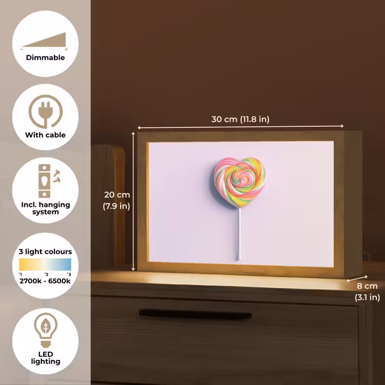Hart - Lolly - Snoep Light Box met kabel (Tafellamp) klein -USP_EN