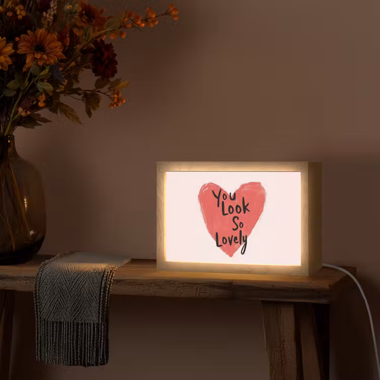 Hart - Rood - Valentijn Light Box met kabel (Tafellamp) klein -sfeer4