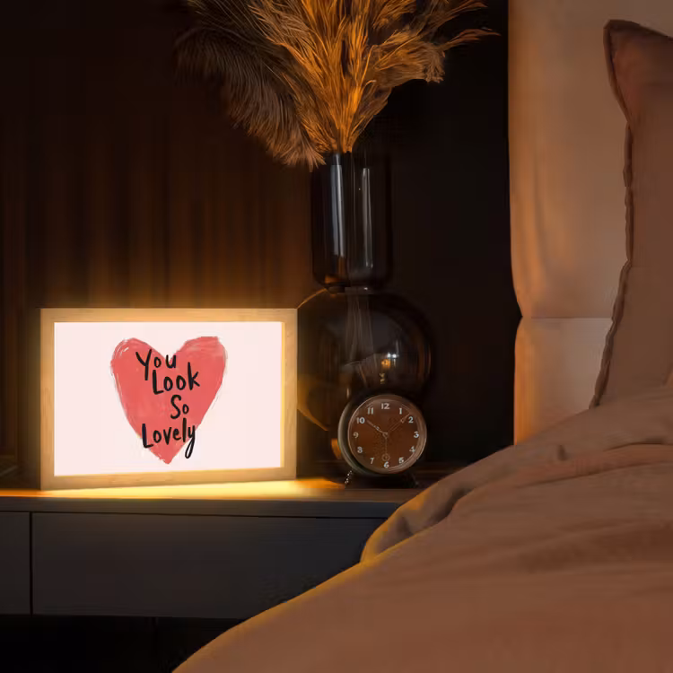 Hart - Rood - Valentijn Light Box met kabel (Tafellamp) klein -sfeer1