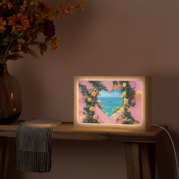 Hart - Zee - Muur Light Box met kabel (Tafellamp) klein -sfeer4