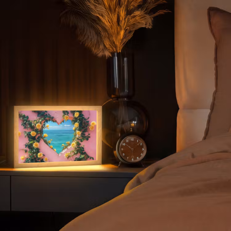 Hart - Zee - Muur Light Box met kabel (Tafellamp) klein -sfeer1