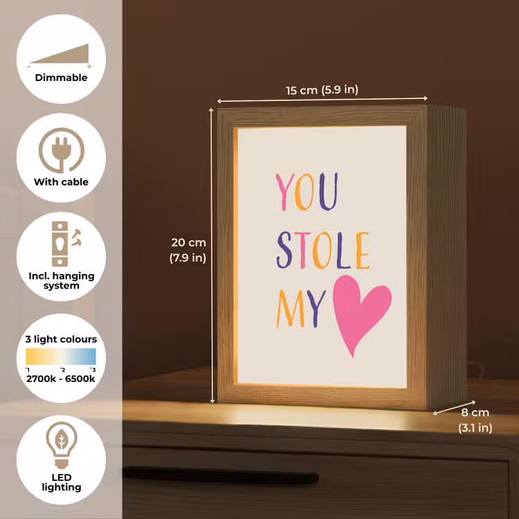 Hart - Valentijn - Tekst Light Box met kabel (Tafellamp) klein -USP_EN