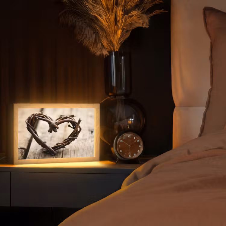 Hart - Hout - Natuur - Takken - Bruin Light Box met kabel (Tafellamp) klein -sfeer1