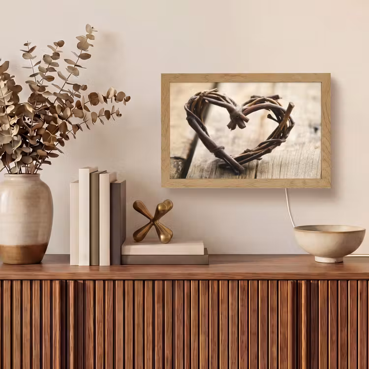 Hart - Hout - Natuur - Takken - Bruin Light Box met kabel (Tafellamp) klein -sfeer2