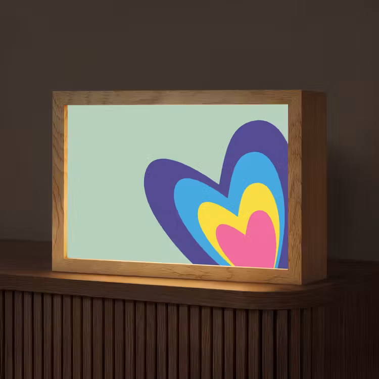 Hartjes - Kleurrijk - Valentijn Light Box met kabel (Tafellamp) klein -z3d_website