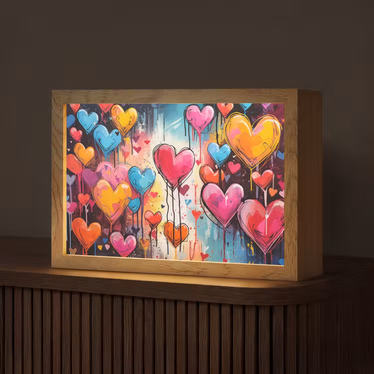 Hartjes - Kleuren - Kunst - Liefde Light Box met kabel (Tafellamp) klein -z3d_website