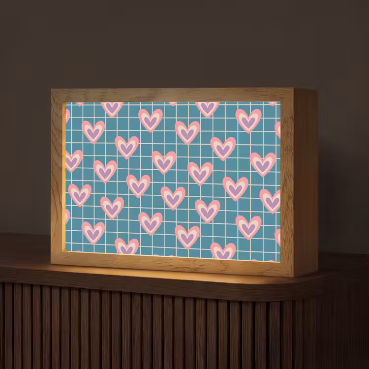 Hartjes - Raster - Patroon - Blauw Light Box met kabel (Tafellamp) klein 924 -z3d_website