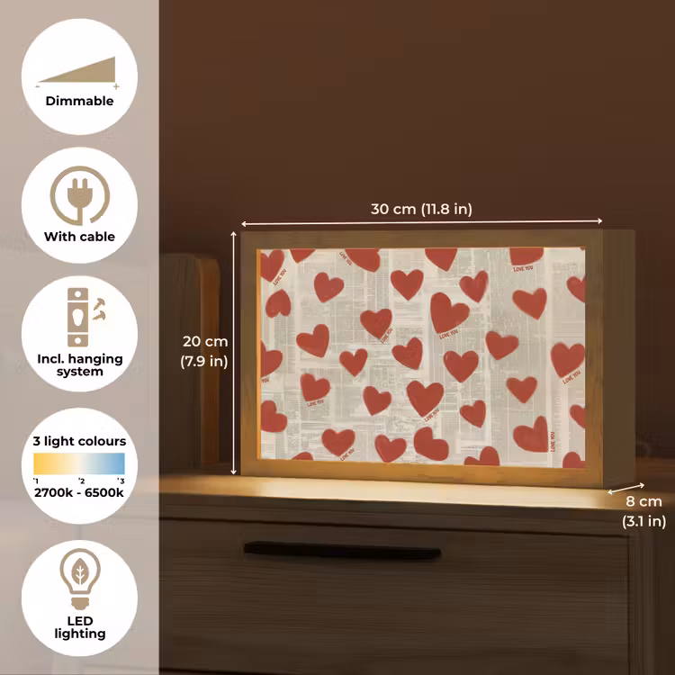 Hartjes - Krant - Loveyou Light Box met kabel (Tafellamp) klein -USP_EN