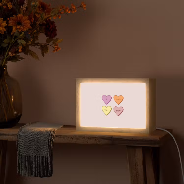 Hartjes - Pastel - Liefde - Moeder Light Box met kabel (Tafellamp) klein -sfeer4