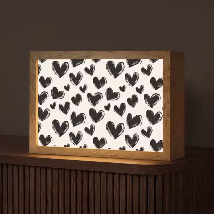Hartjes - Patroon - Zwart Light Box met kabel (Tafellamp) klein 924 -z3d_website