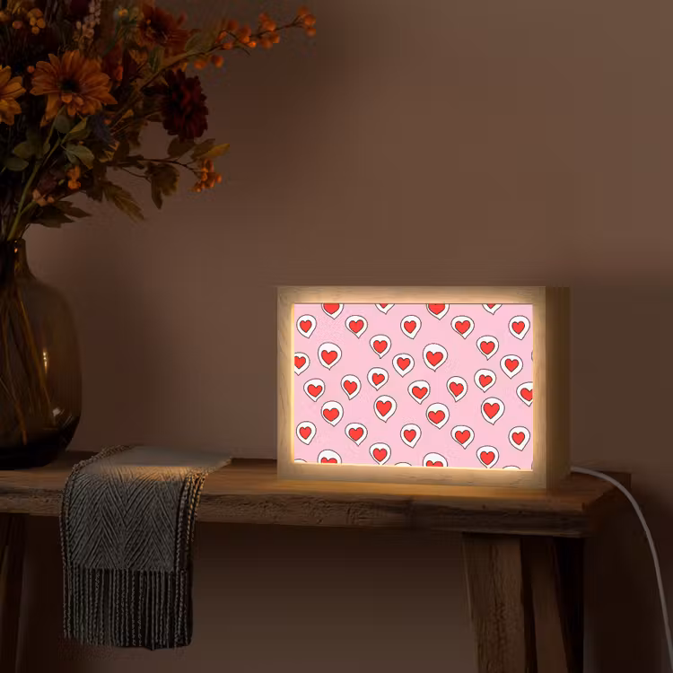 Hartjes - Patroon - Rood Light Box met kabel (Tafellamp) klein 924 -sfeer4