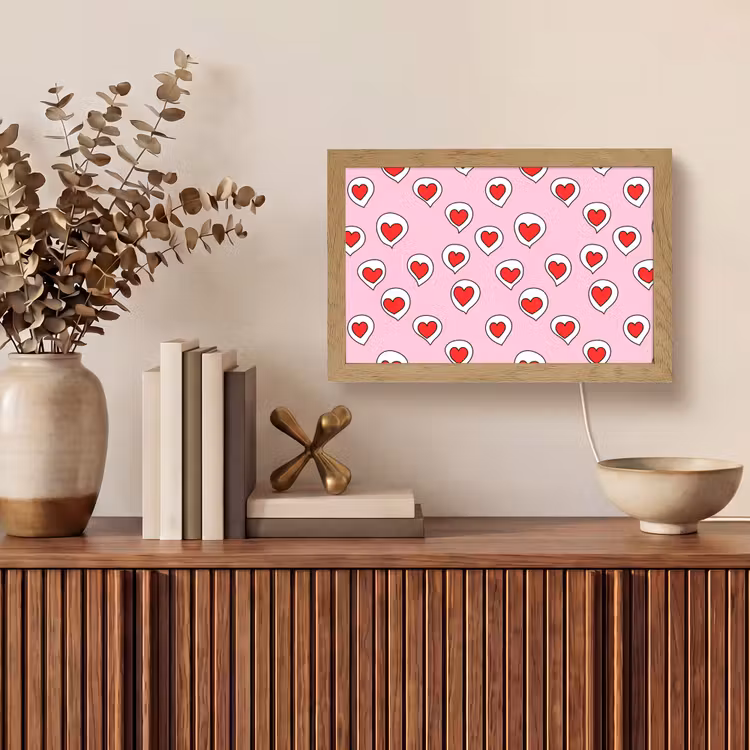 Hartjes - Patroon - Rood Light Box met kabel (Tafellamp) klein 924 -sfeer2