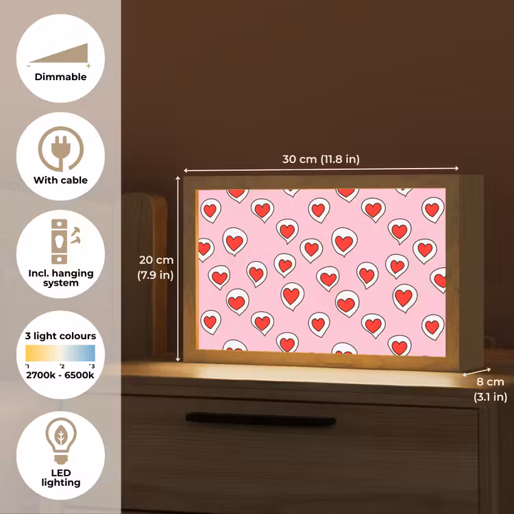 Hartjes - Patroon - Rood Light Box met kabel (Tafellamp) klein 924 -USP_EN