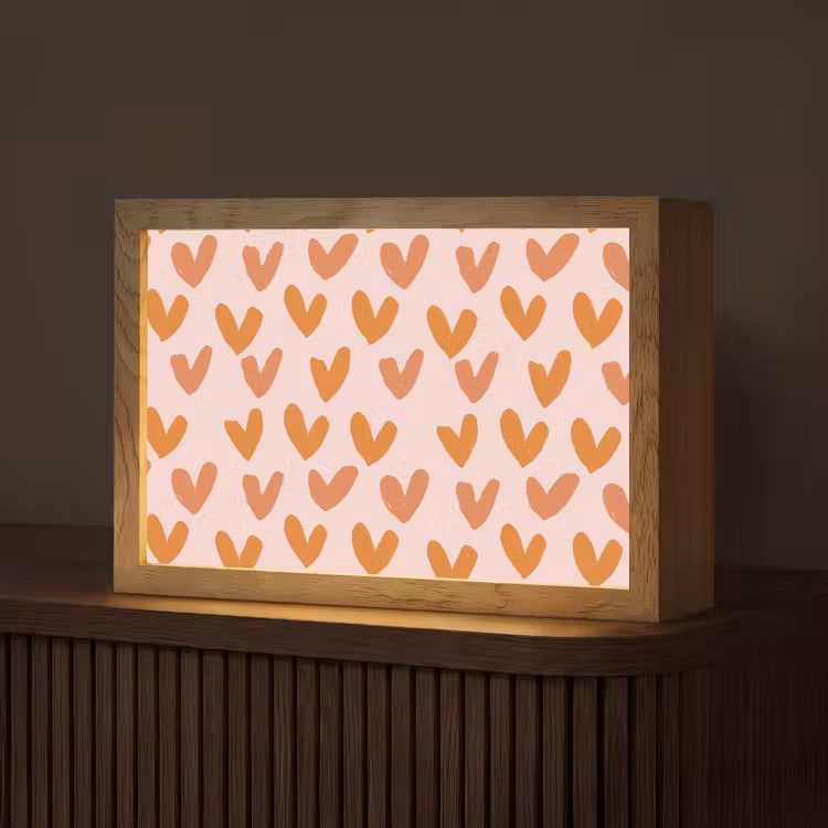 Hartjes - Getekend - Oranje Light Box met kabel (Tafellamp) klein 924 -z3d_website