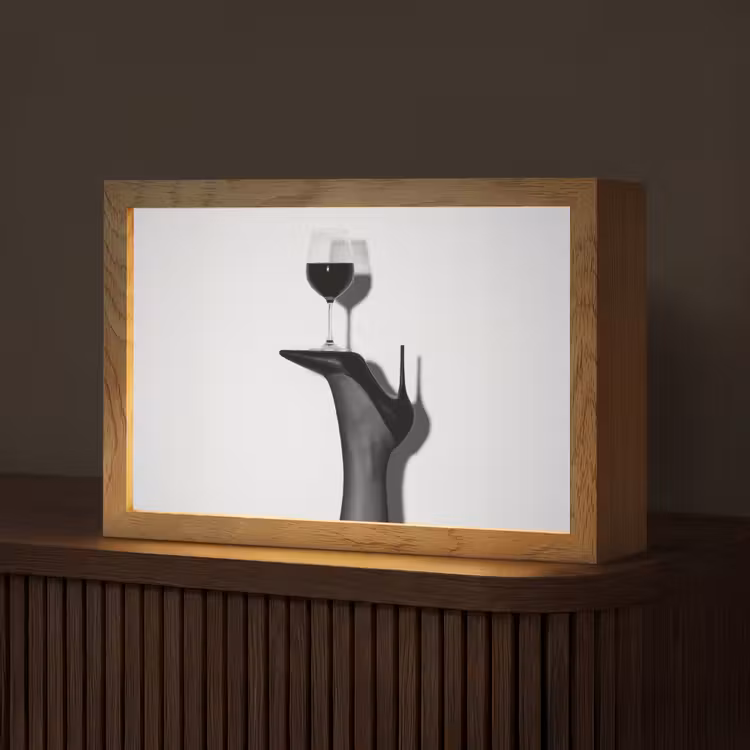 Hak - Wijn - Minimalistisch - Zwart Light Box met kabel (Tafellamp) klein -z3d_website