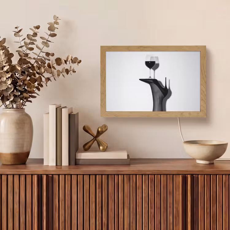 Hak - Wijn - Minimalistisch - Zwart Light Box met kabel (Tafellamp) klein -sfeer2