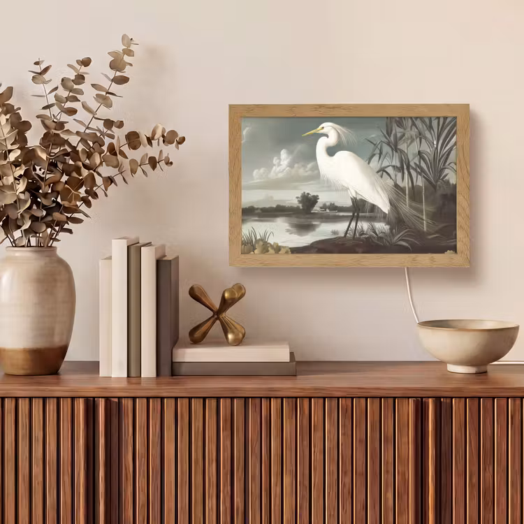 Reiger - Planten - Wolken - Wit Light Box met kabel (Tafellamp) klein -sfeer2