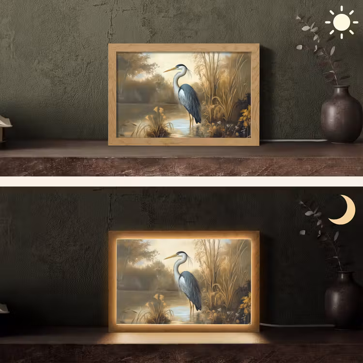 Reiger - Water - Planten Light Box met kabel (Tafellamp) klein -sfeer3