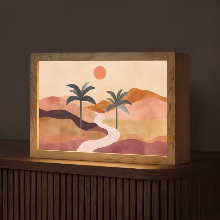 Heuvels - Palmbomen - Abstract Light Box met kabel (Tafellamp) klein -z3d_website