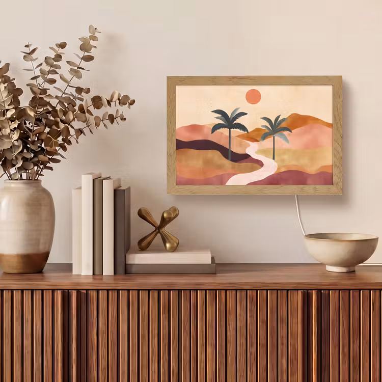 Heuvels - Palmbomen - Abstract Light Box met kabel (Tafellamp) klein -sfeer2