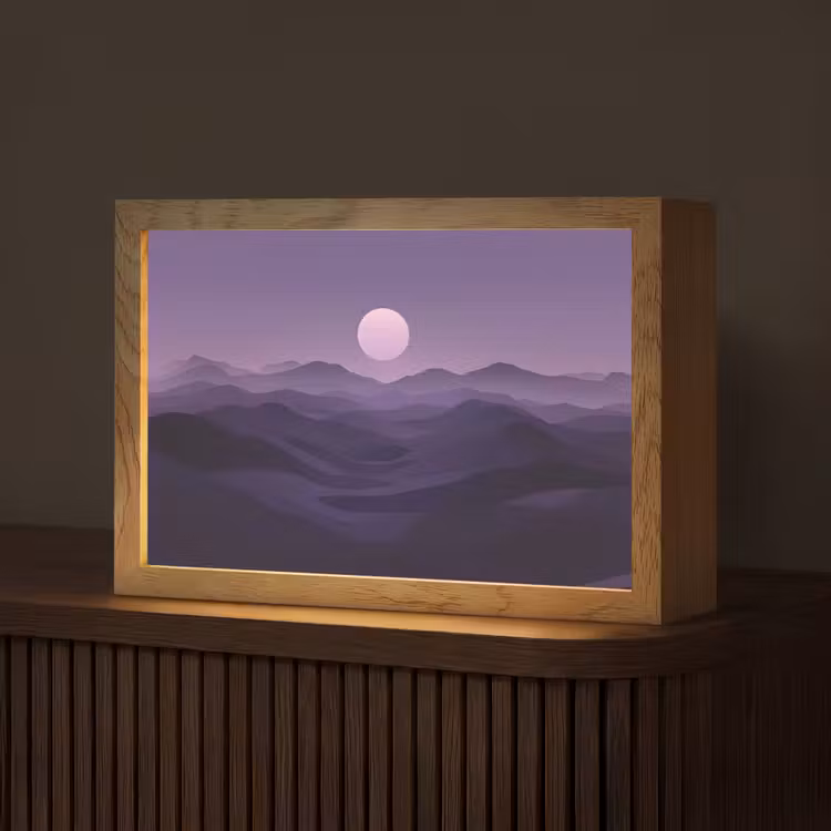 Heuvels - Paars - Mist - Zon Light Box met kabel (Tafellamp) klein -z3d_website