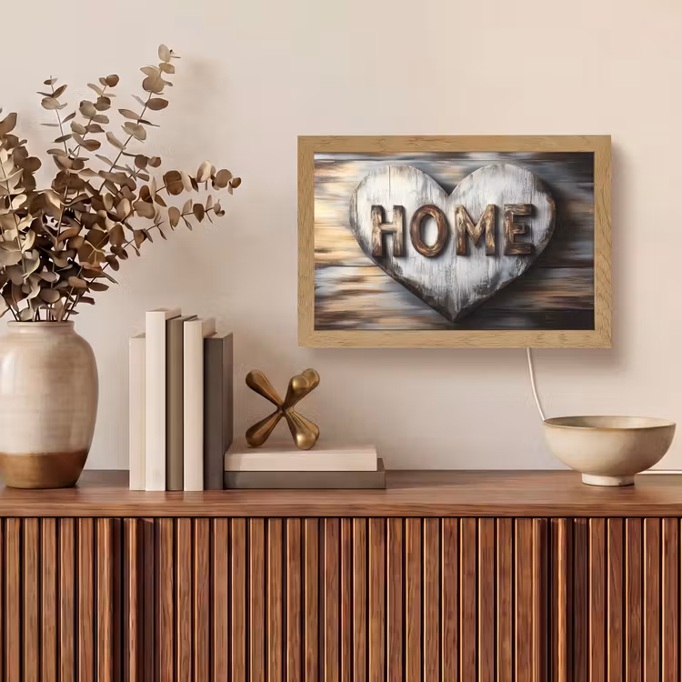 Home - Hart - Houtlook - Liefde Light Box met kabel (Tafellamp) klein -sfeer2