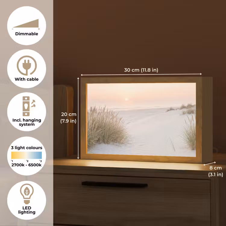 Horizon - Duinlandschap - Zand Light Box met kabel (Tafellamp) klein -USP_EN