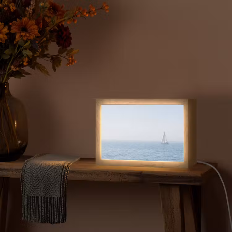 Horizon - Zeilboot - Zee Light Box met kabel (Tafellamp) klein -sfeer4
