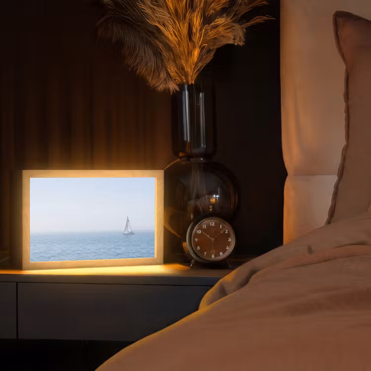 Horizon - Zeilboot - Zee Light Box met kabel (Tafellamp) klein -sfeer1