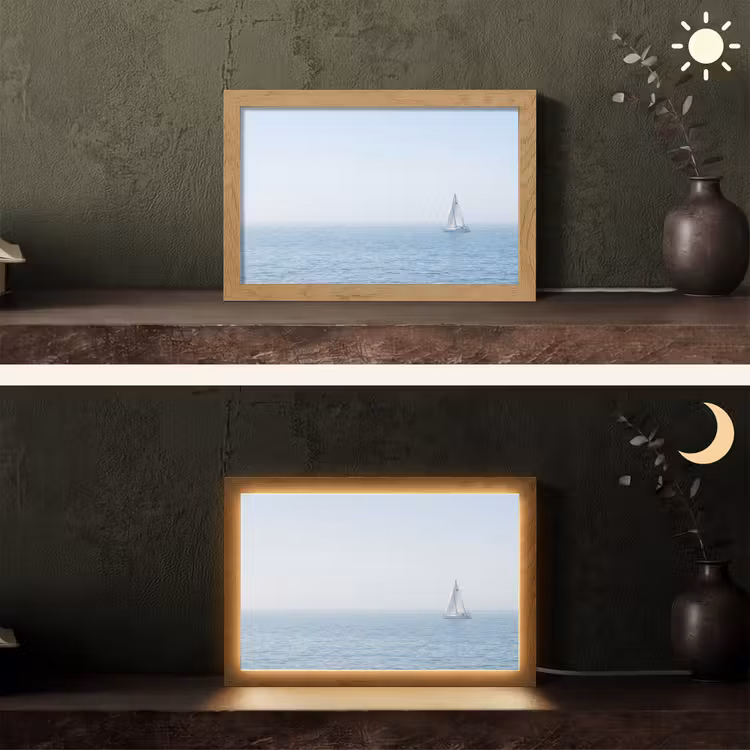 Horizon - Zeilboot - Zee Light Box met kabel (Tafellamp) klein -sfeer3