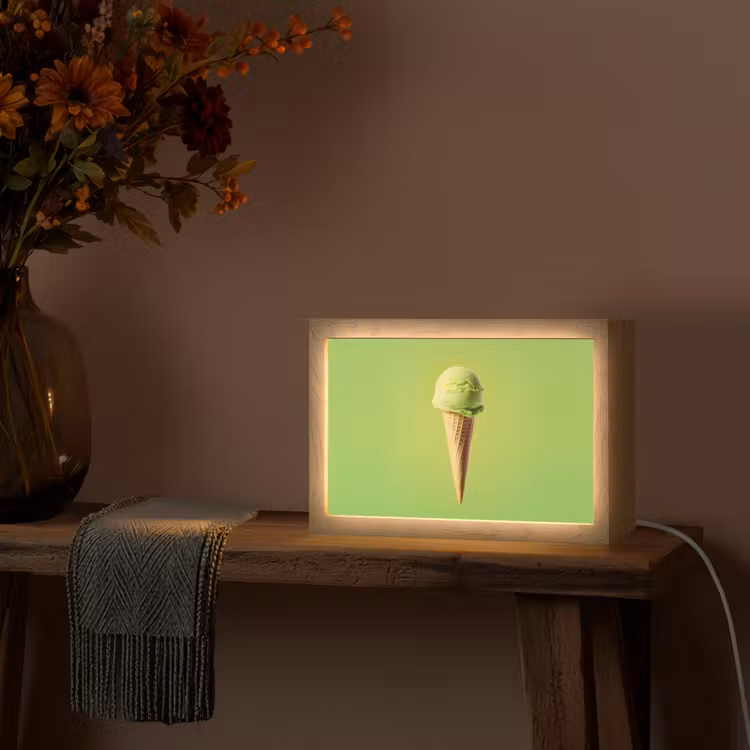 Hoorntje - Schepijs - Groen Light Box met kabel (Tafellamp) klein -sfeer4