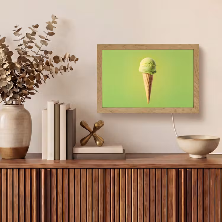 Hoorntje - Schepijs - Groen Light Box met kabel (Tafellamp) klein -sfeer2