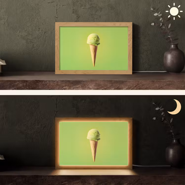 Hoorntje - Schepijs - Groen Light Box met kabel (Tafellamp) klein -sfeer3