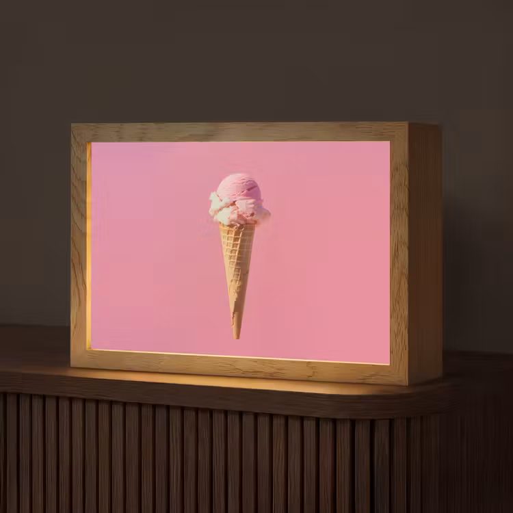 Hoorntje - Schepijs - Roze Light Box met kabel (Tafellamp) klein -z3d_website