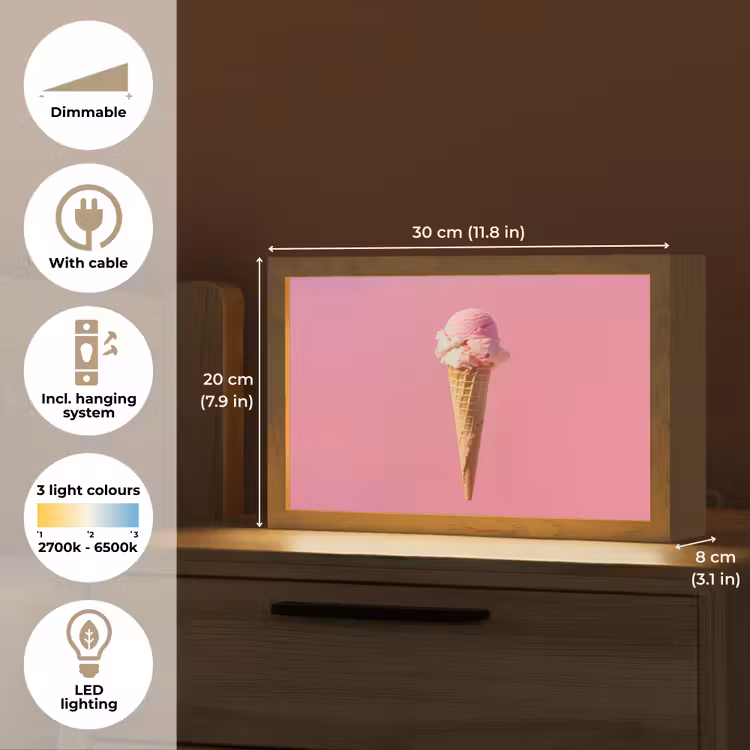 Hoorntje - Schepijs - Roze Light Box met kabel (Tafellamp) klein -USP_EN