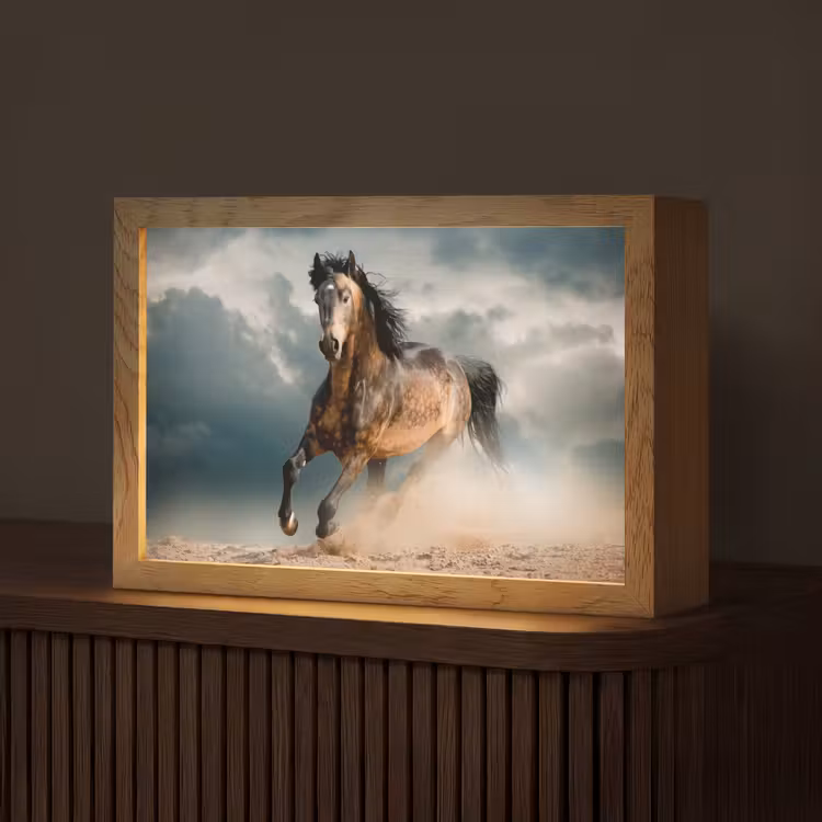 Paard - Dieren - Bruin - Natuur Light Box met kabel (Tafellamp) klein -z3d_website
