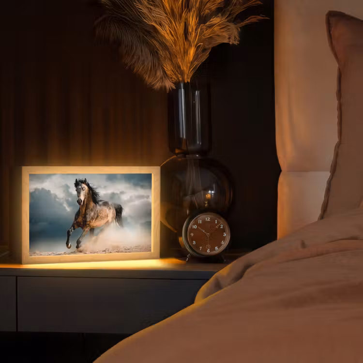 Paard - Dieren - Bruin - Natuur Light Box met kabel (Tafellamp) klein -sfeer1