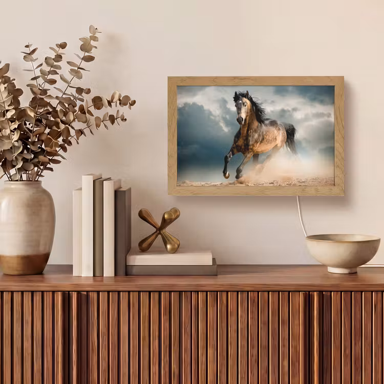 Paard - Dieren - Bruin - Natuur Light Box met kabel (Tafellamp) klein -sfeer2
