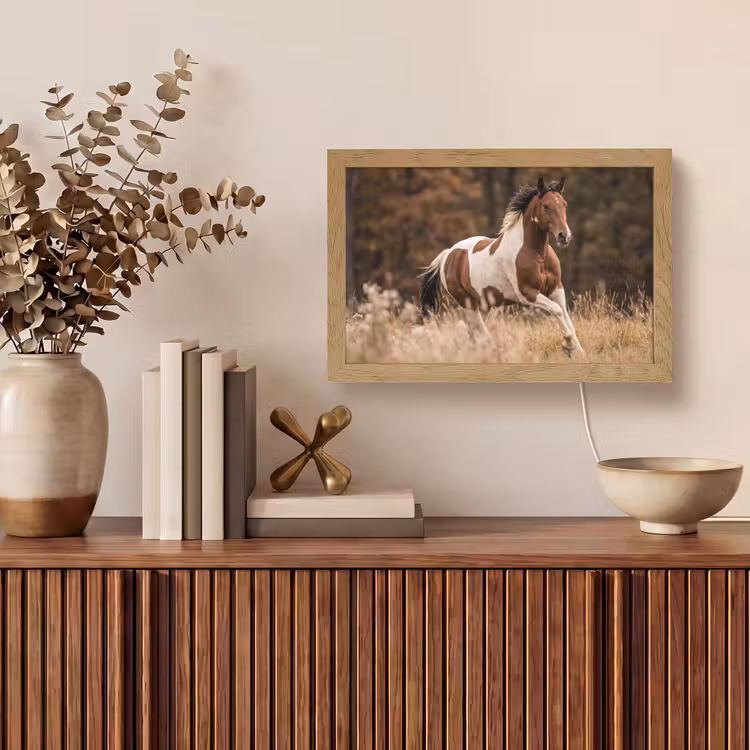 Paard - Bruin - Gras Light Box met kabel (Tafellamp) klein -sfeer2